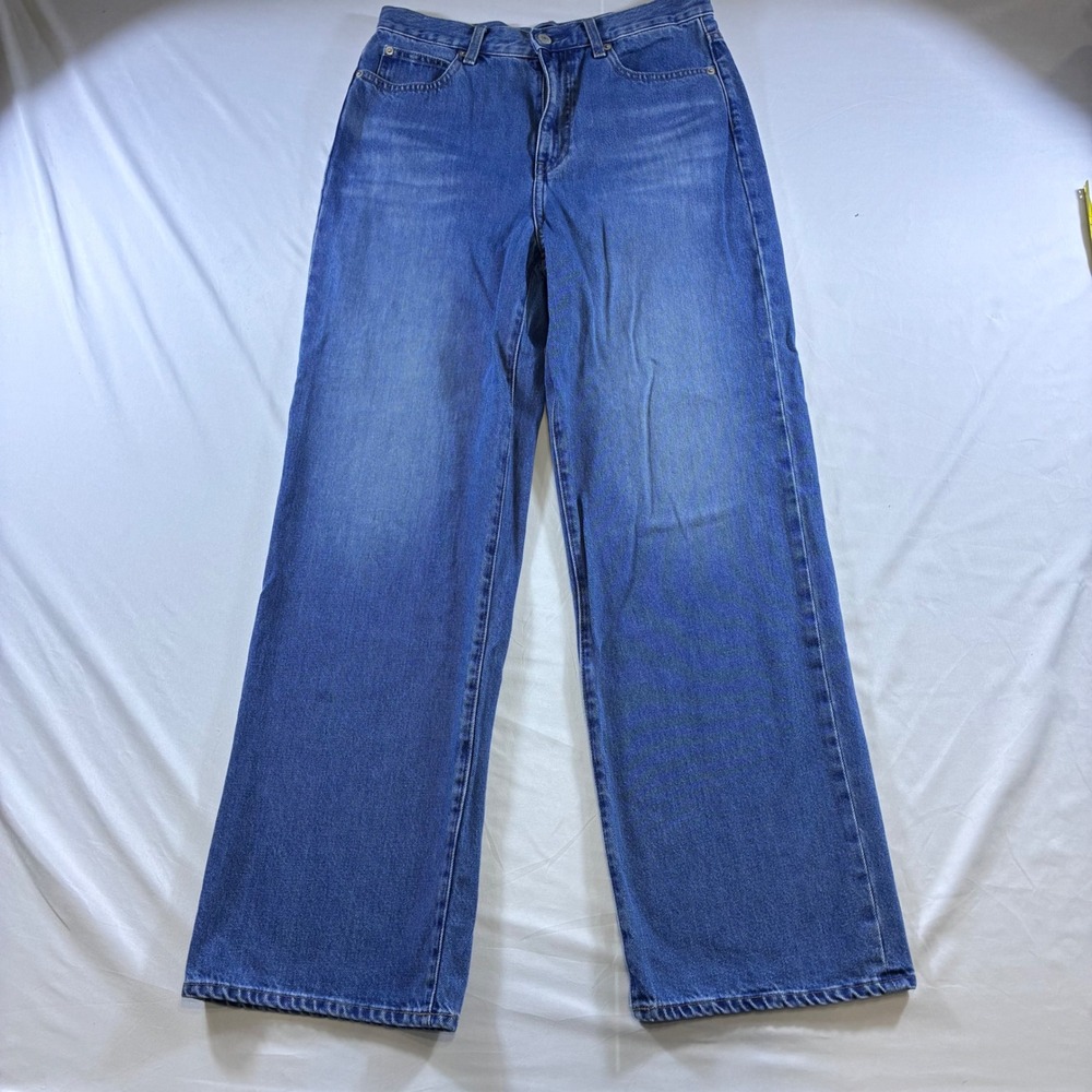Uniqlo Jeans Womens 26 Blue Wide Leg High Rise Cotton Denim 221-474934